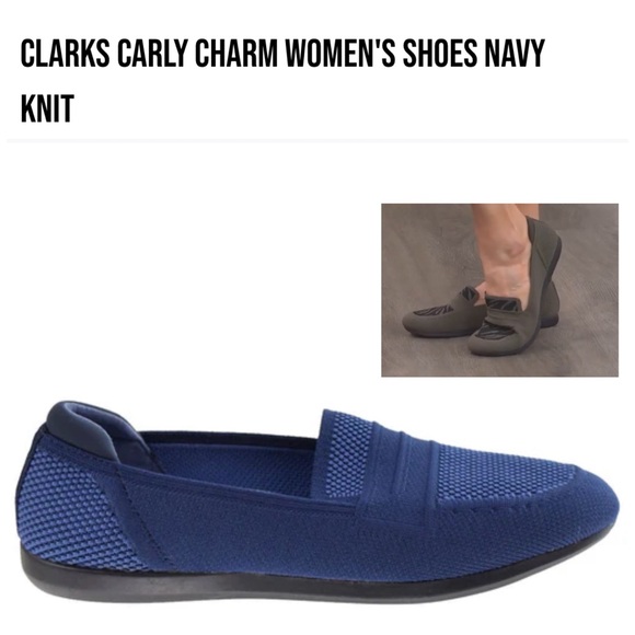 Clarks blue knit Carly Charm washable stretch loafer flats US 6.5 - Picture 13 of 15